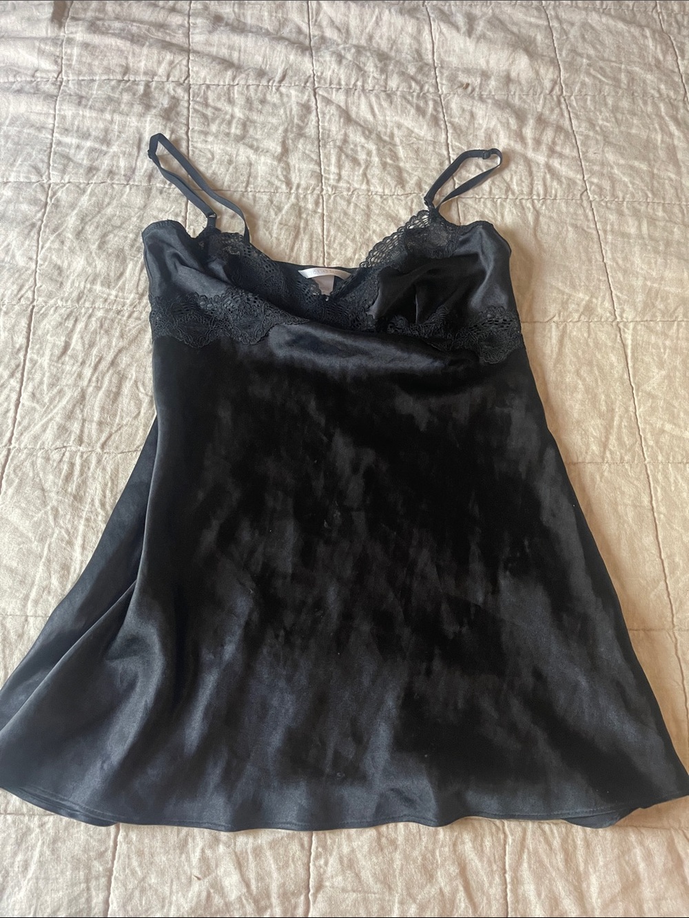 Victoria’s Secret size small Black Satin Lace Trim Slip Dress